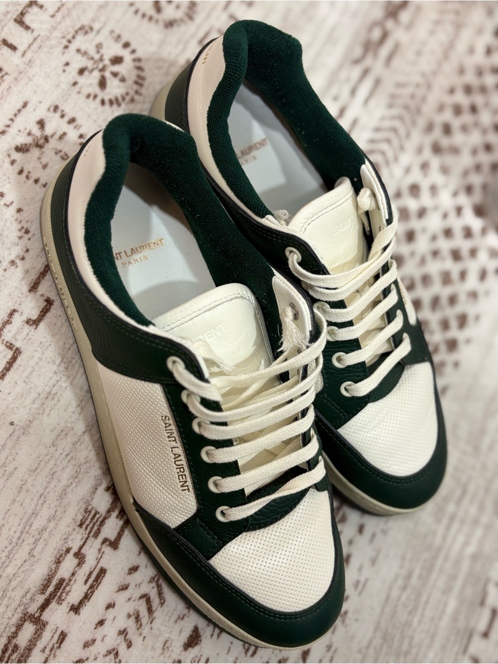Saint Laurent Men’s SL 61 Low Top White Leather Sneakers Size 44 - Picture 2 of 7